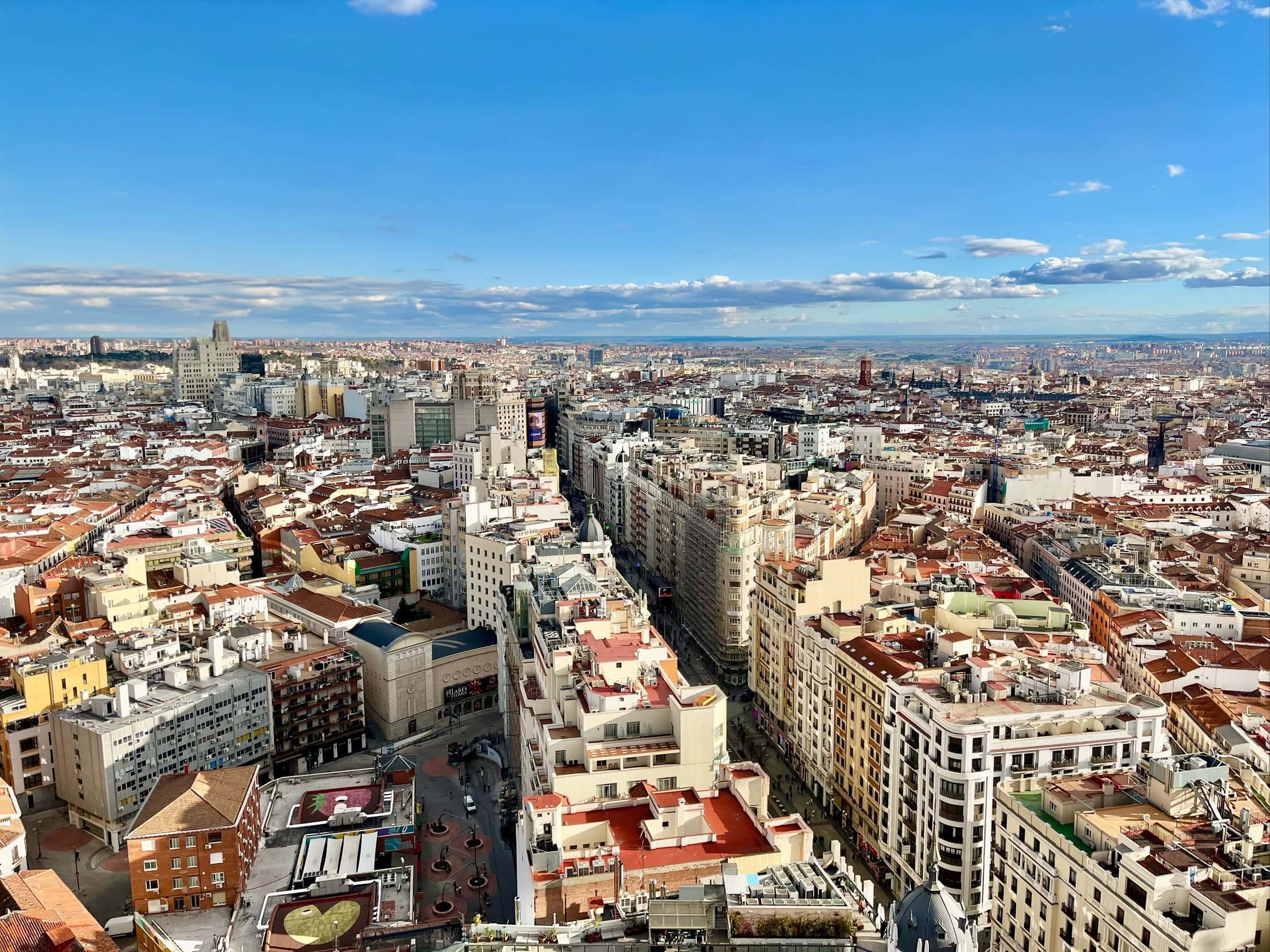 Vista aérea de la Gran Vía, Madrid
